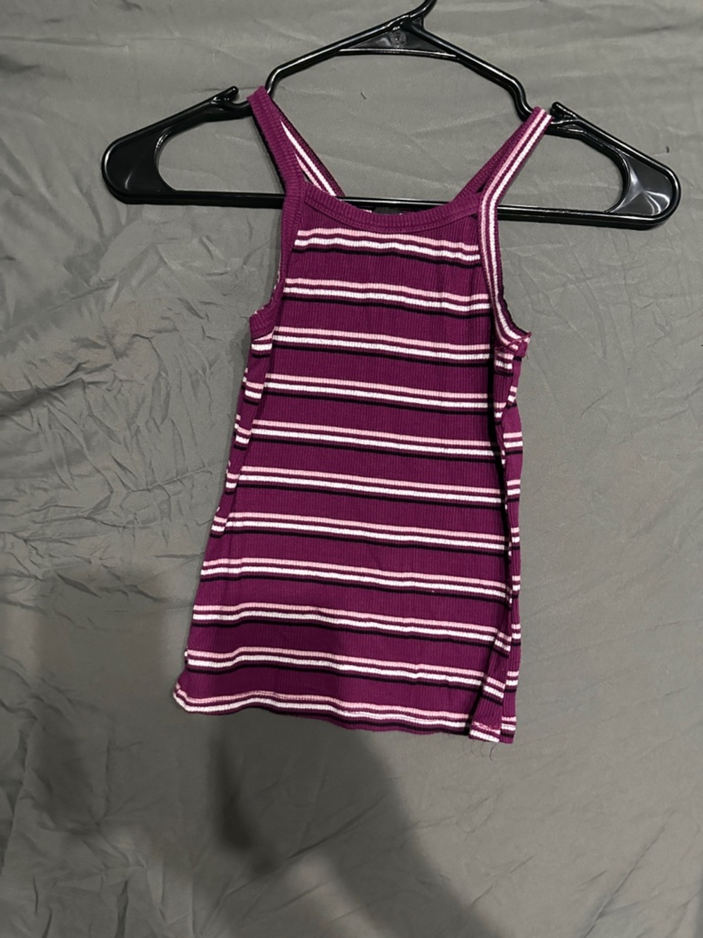 Rue21 Purple and White Striped Ribbed Tank